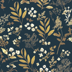 Laatse dark blue leaf wallpaper roll shows bold pattern for quick room refresh