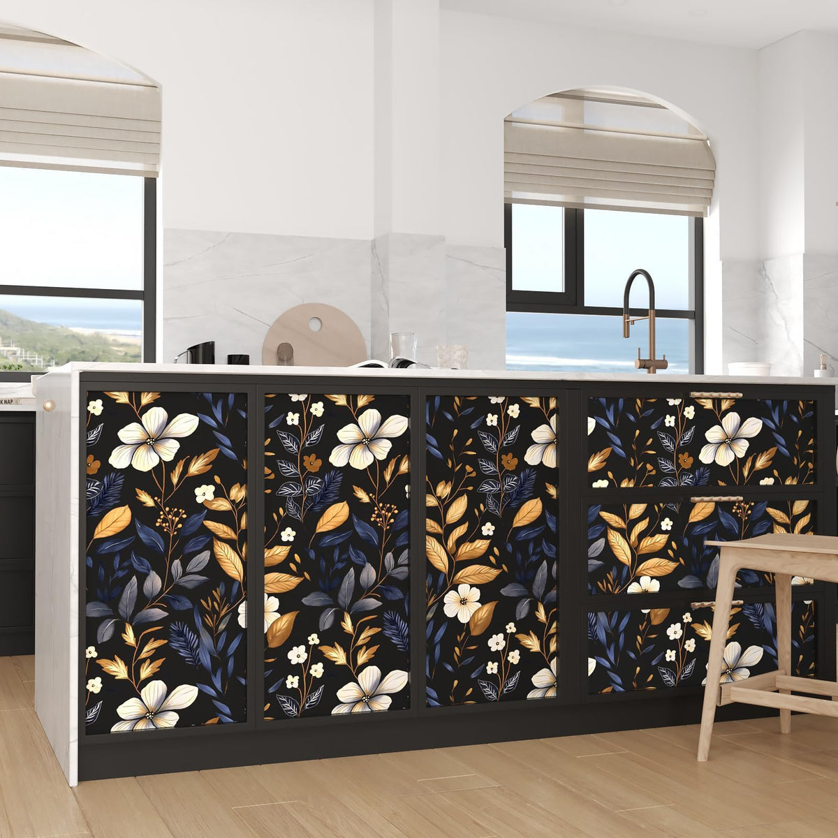 Laatse peel-and-stick wallpaper demonstrates easy installation.