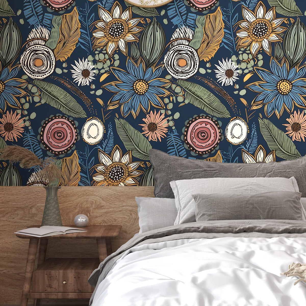Laatse furniture decoration idea using wallpaper on cabinets or tables.