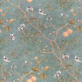 Laatse green floral wallpaper roll shown for easy room refresh and coverage