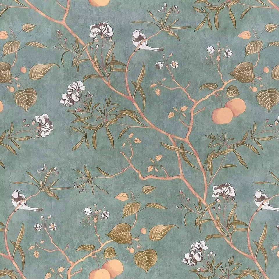 Laatse green floral wallpaper roll shown for easy room refresh and coverage