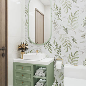 Laatse Green Leaf cabinet face offers durable, removable styling for updates