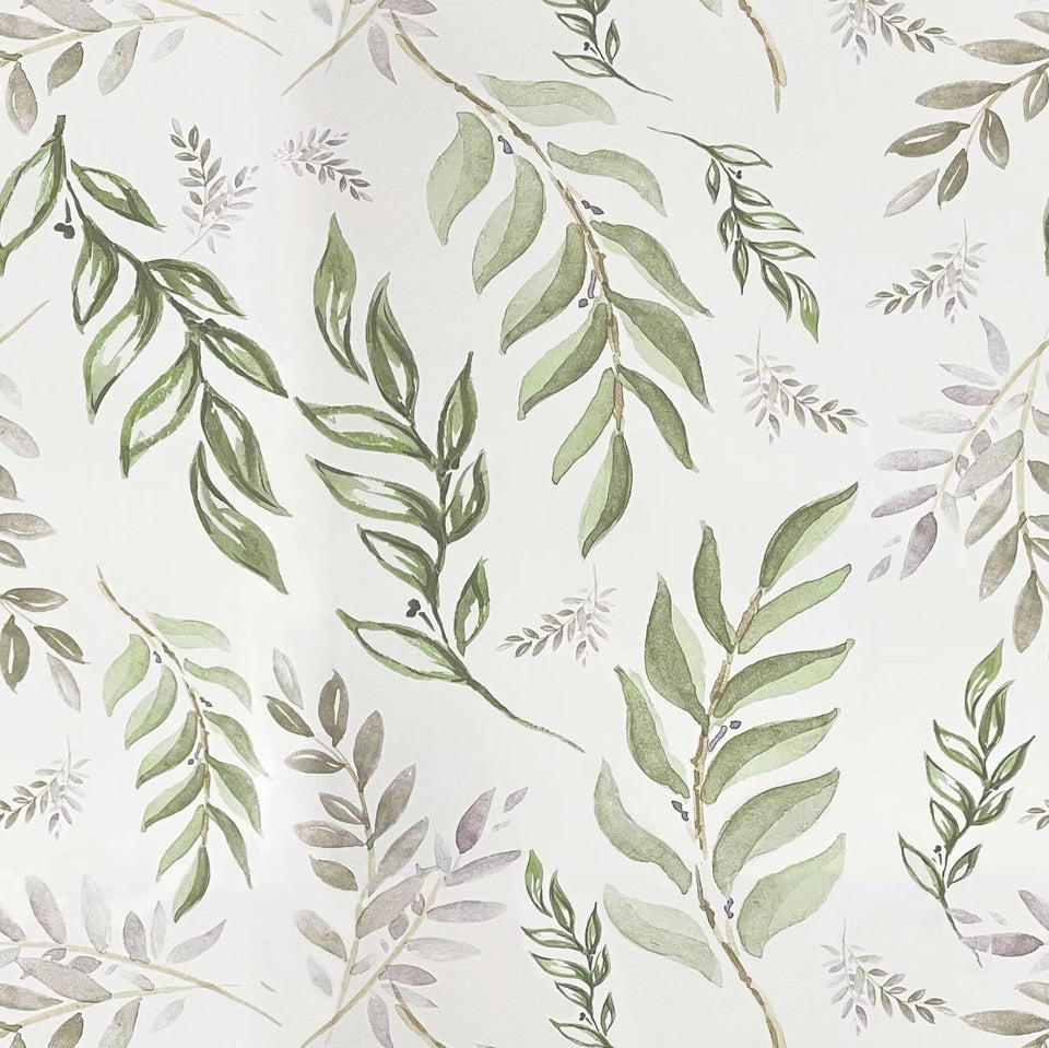 Laatse Green Leaf wallpaper roll closeup showing spring hues ideal for smooth surfaces and easy to install