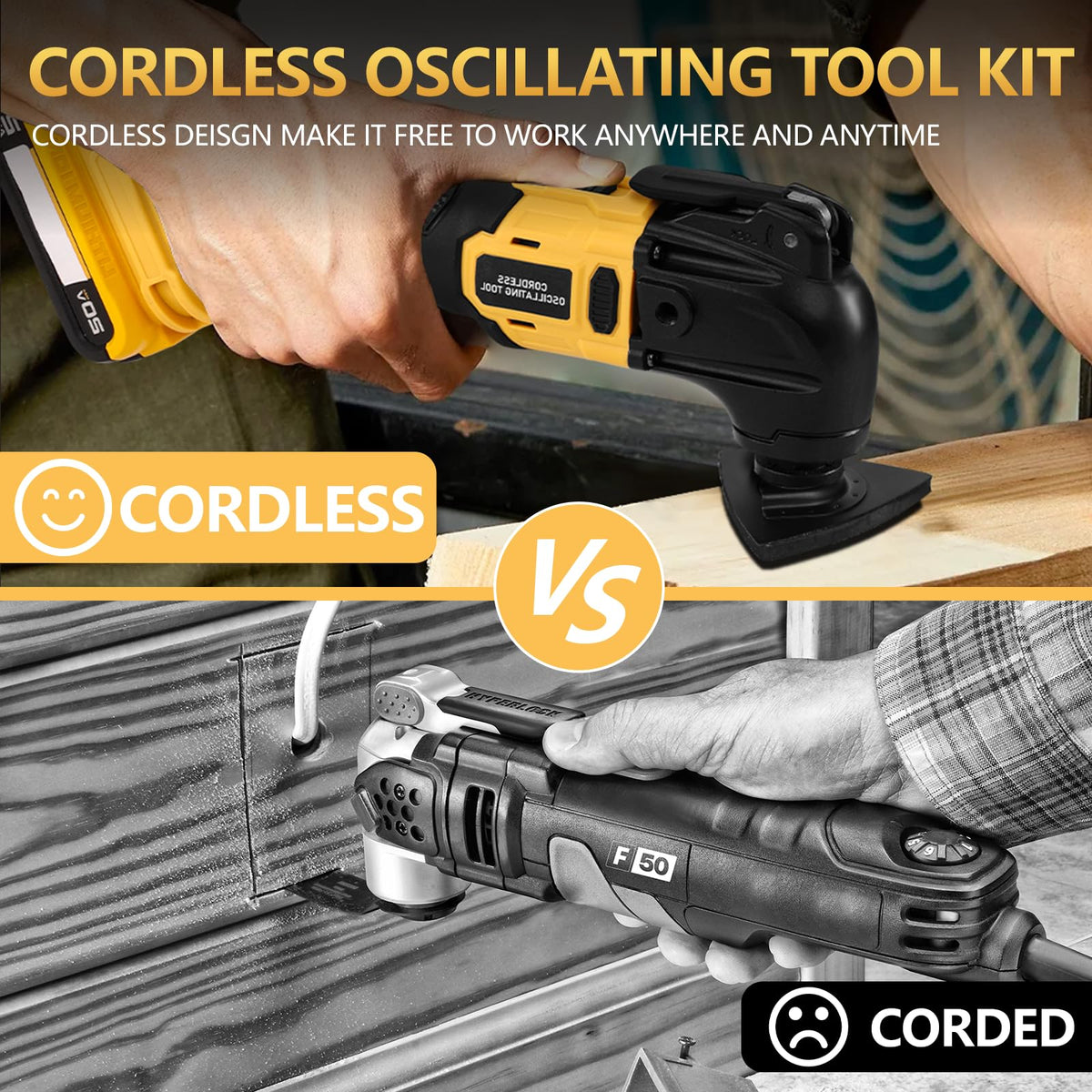 Auxiliary handle improves grip and control during heavy tasks.