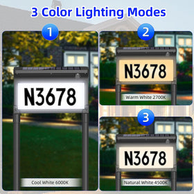 Lacasa address sign double-sided LED numbers lit for daytime and night.
