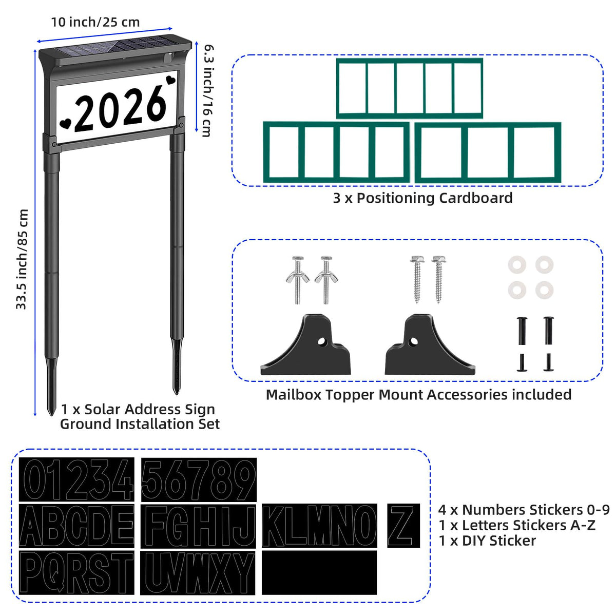 Lacasa address sign package includes plaque and stickers for quick setup.