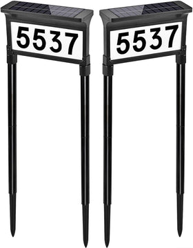 Lacasa Solar Address Sign with dual illumination enhances curbside night visibility
