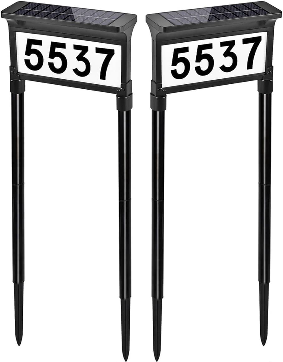 Lacasa Solar Address Sign with dual illumination enhances curbside night visibility