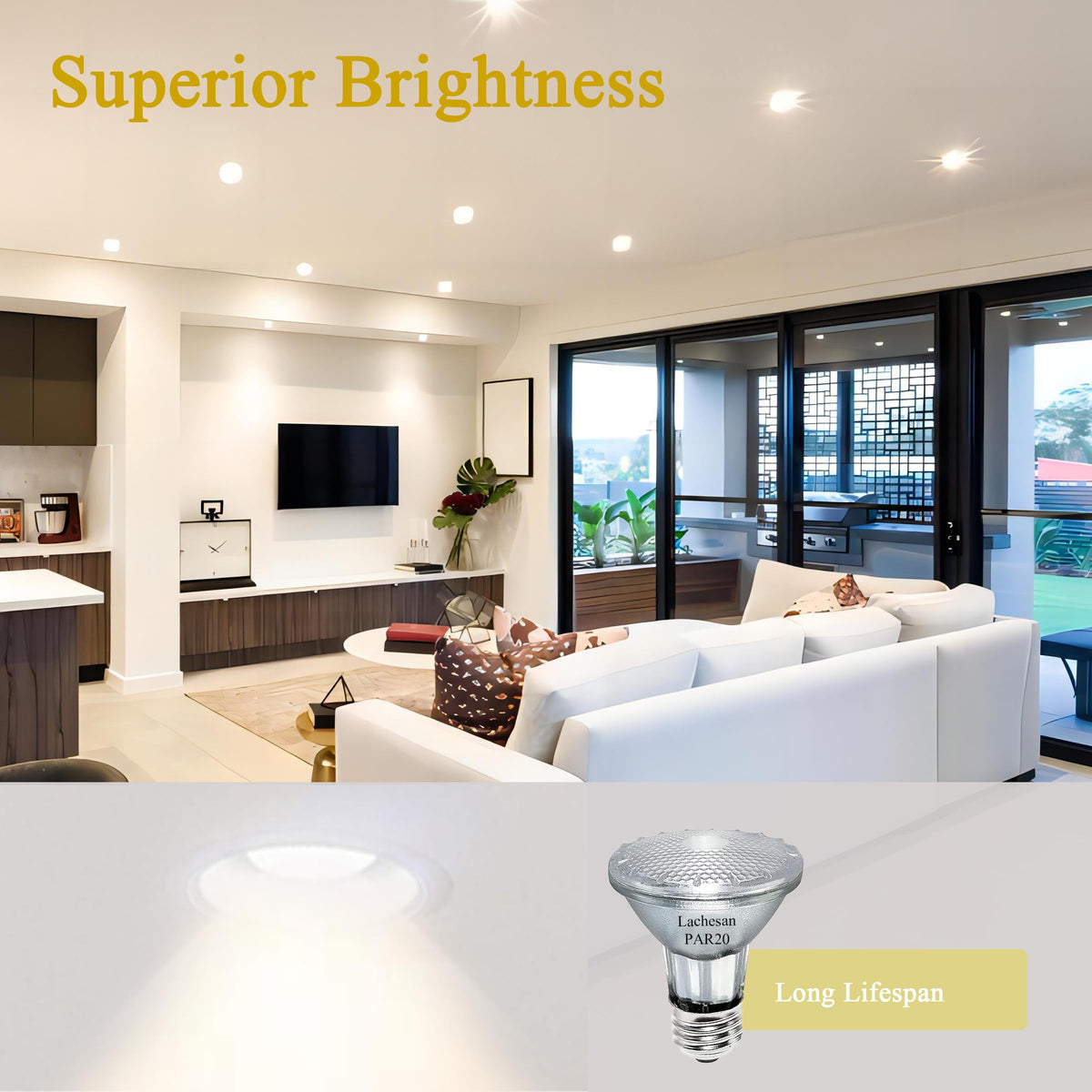 Lachesan long-lasting PAR20 bulb delivers up to 3,000 hours.