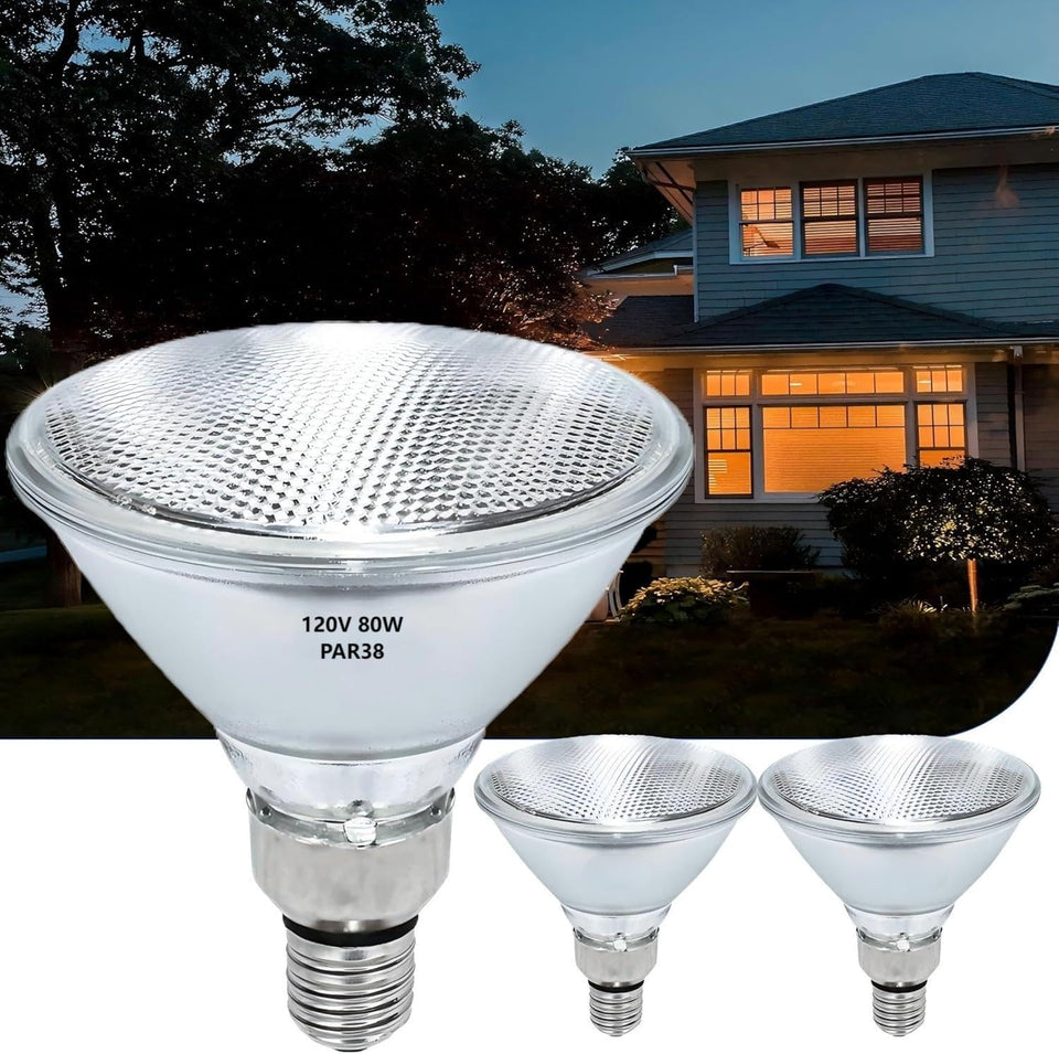 Lachesan PAR38 flood light bulb offering bright, even indoor and outdoor illumination.