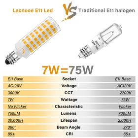 Lacnooe E11 LED bulb 75W equivalent for energy savings.
