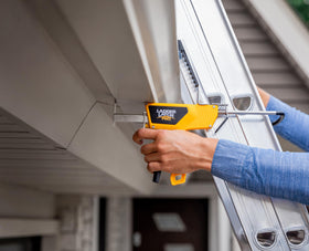 Ladder Latch Pro attaches to extension ladders with adjustable mounting.