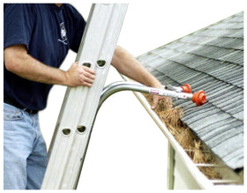 Ladder-Max ladder stabilizer enables secure roof placement with enhanced stability.