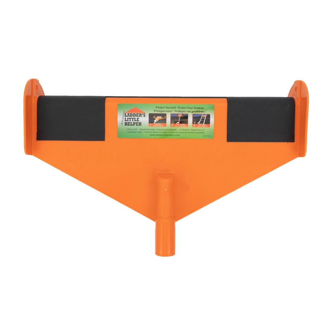 Ladder's Little Helper anti-slip strap secures ladders for safer gutter work.