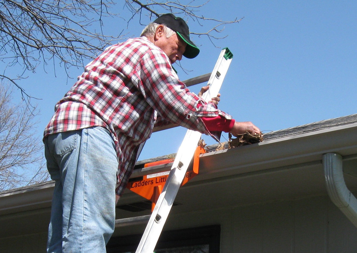 Ladder's Little Helper protects gutters from scratches while you work.