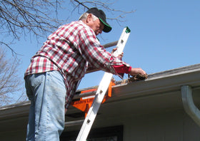 Ladder's Little Helper protects gutters from scratches while you work.