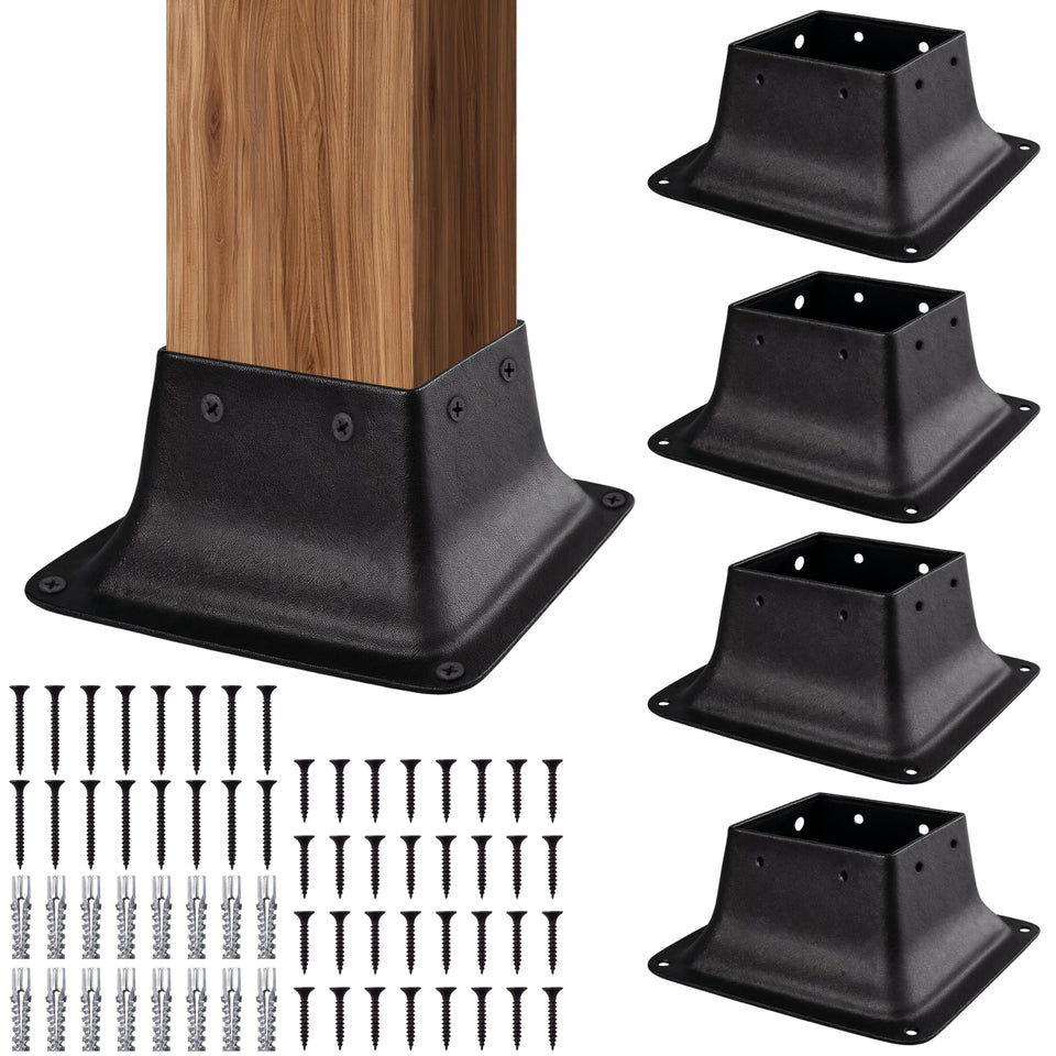 LADECH 4x4 post bases base bracket in black for durable fence and railing support