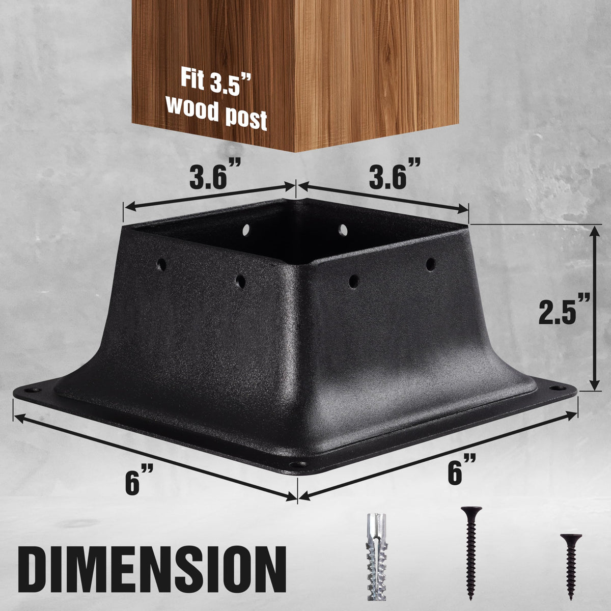 LADECH 4x4 post bases internal bracket in black for hidden-fit installation