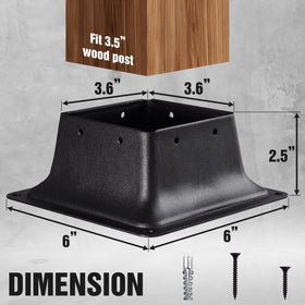 LADECH 4x4 post bases internal bracket in black for hidden-fit installation