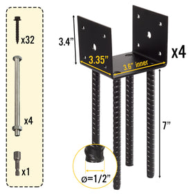 LADECH anchor rods 1/2in x 7in securing base to concrete.