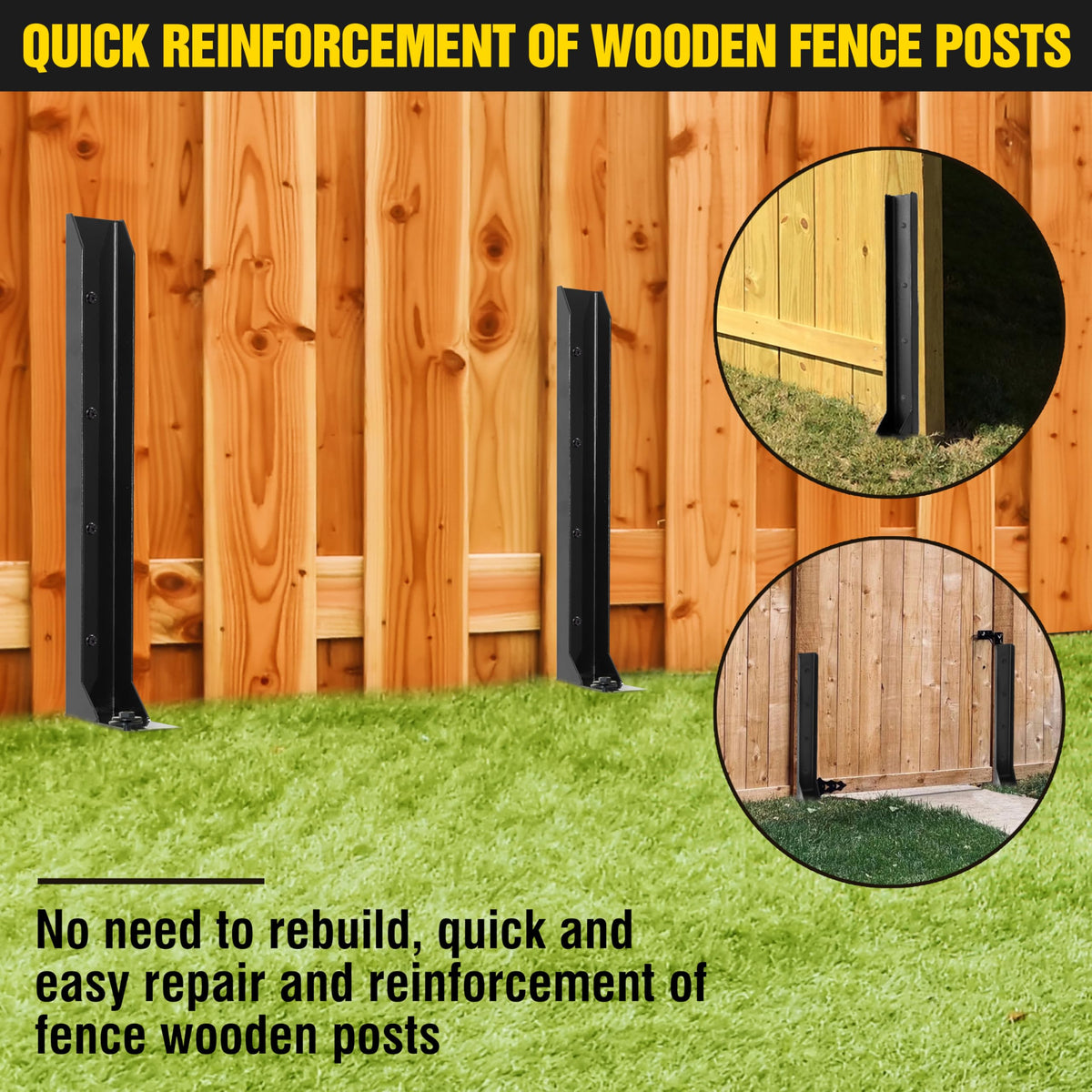 LADECH fence post repair kit image with four bars and hardware