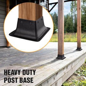 Fence and railing post base in black for clean exterior lines
