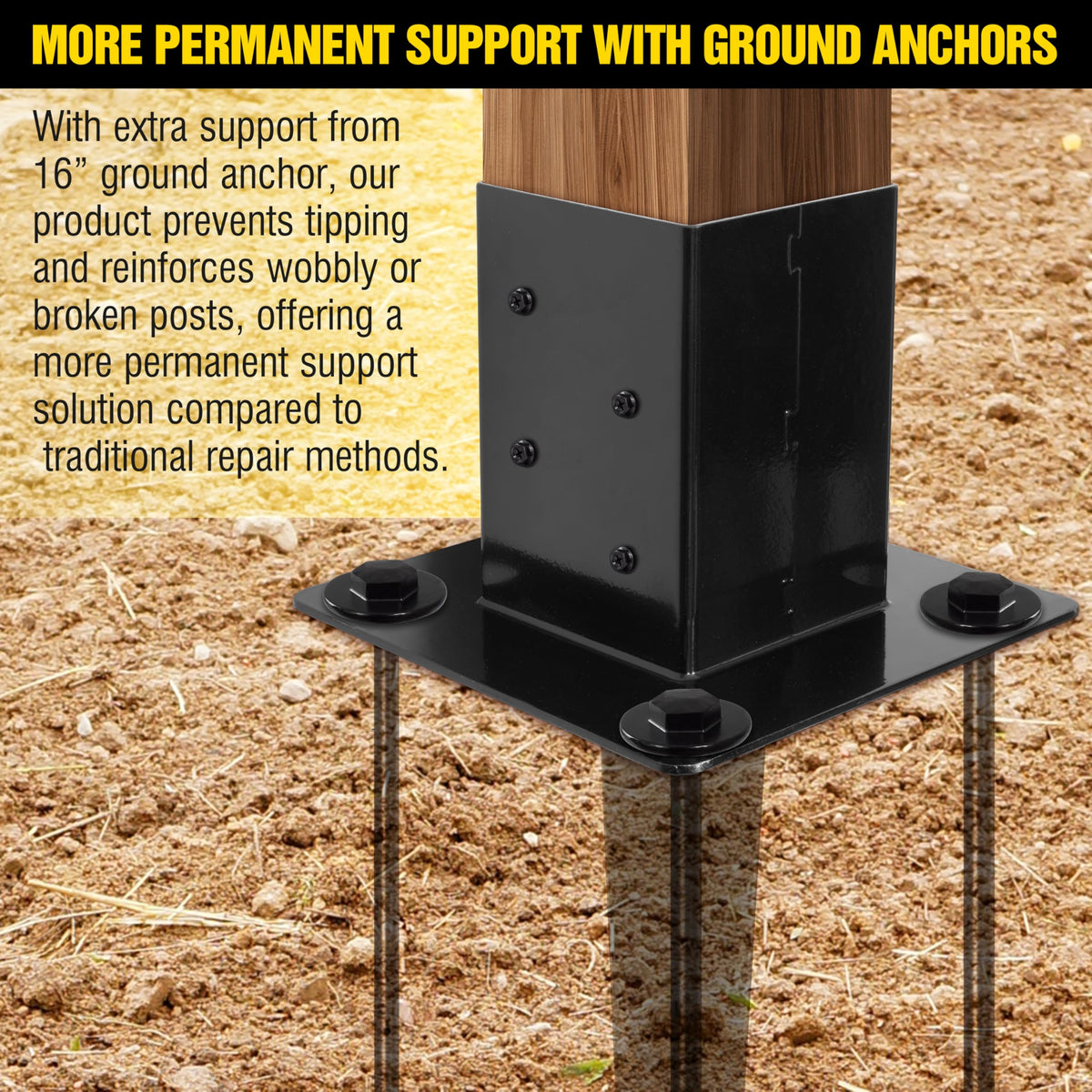LADECH ground anchor rods enhancing fence or deck stability