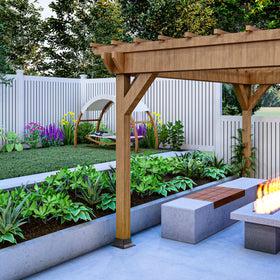 Heavy-duty steel construction post base in black coating resists outdoor rust