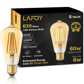 Lafoy Amber Edison bulb 2200K for warm, nostalgic ambient lighting