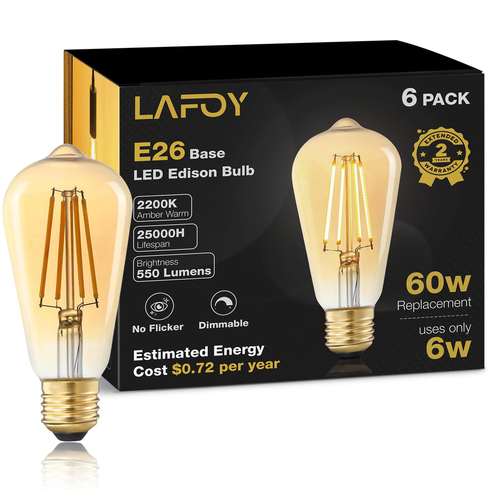 Lafoy Amber Edison bulb 2200K for warm, nostalgic ambient lighting