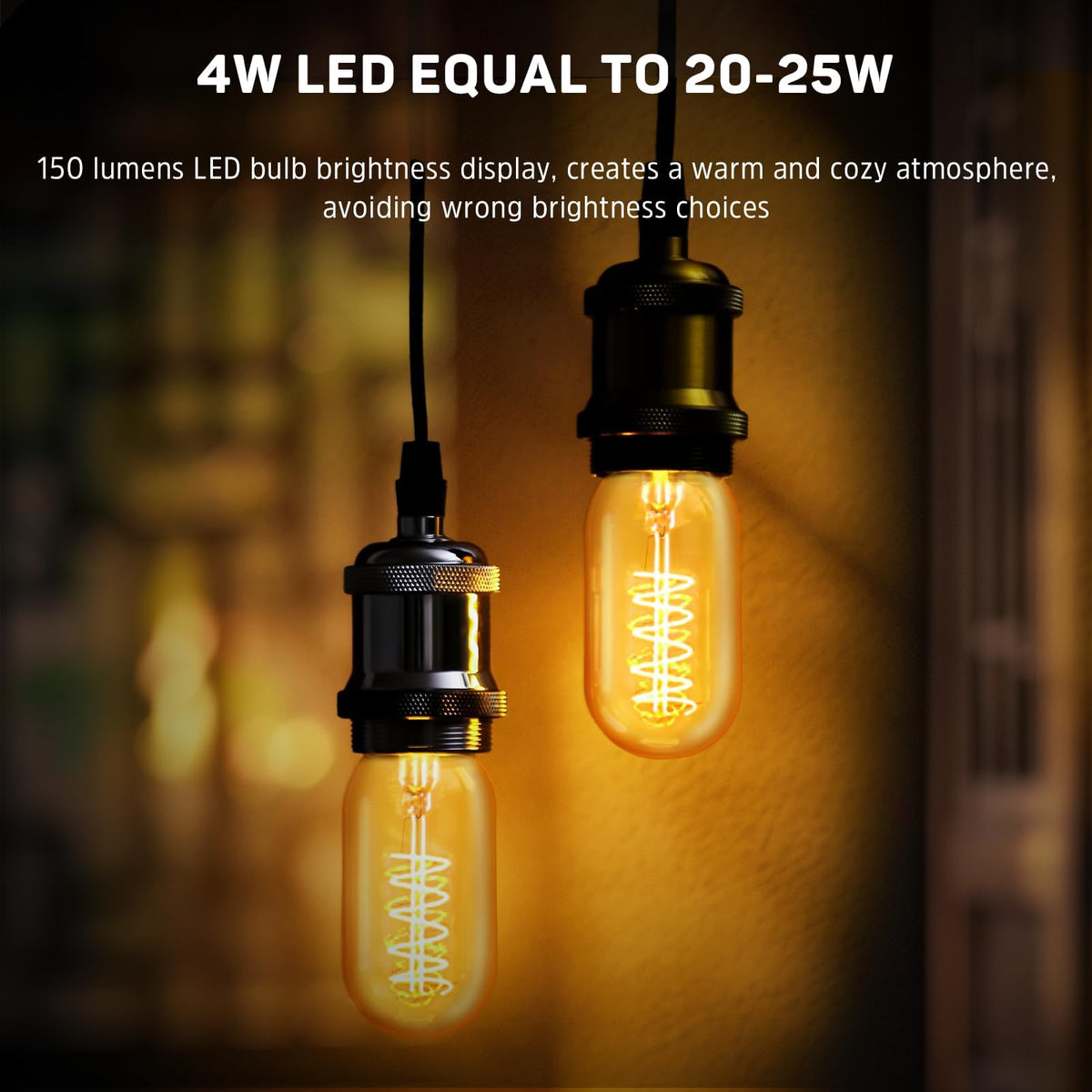 Lafoy amber-glass Edison LED Bulb delivering warm 2200K ambiance for bedroom