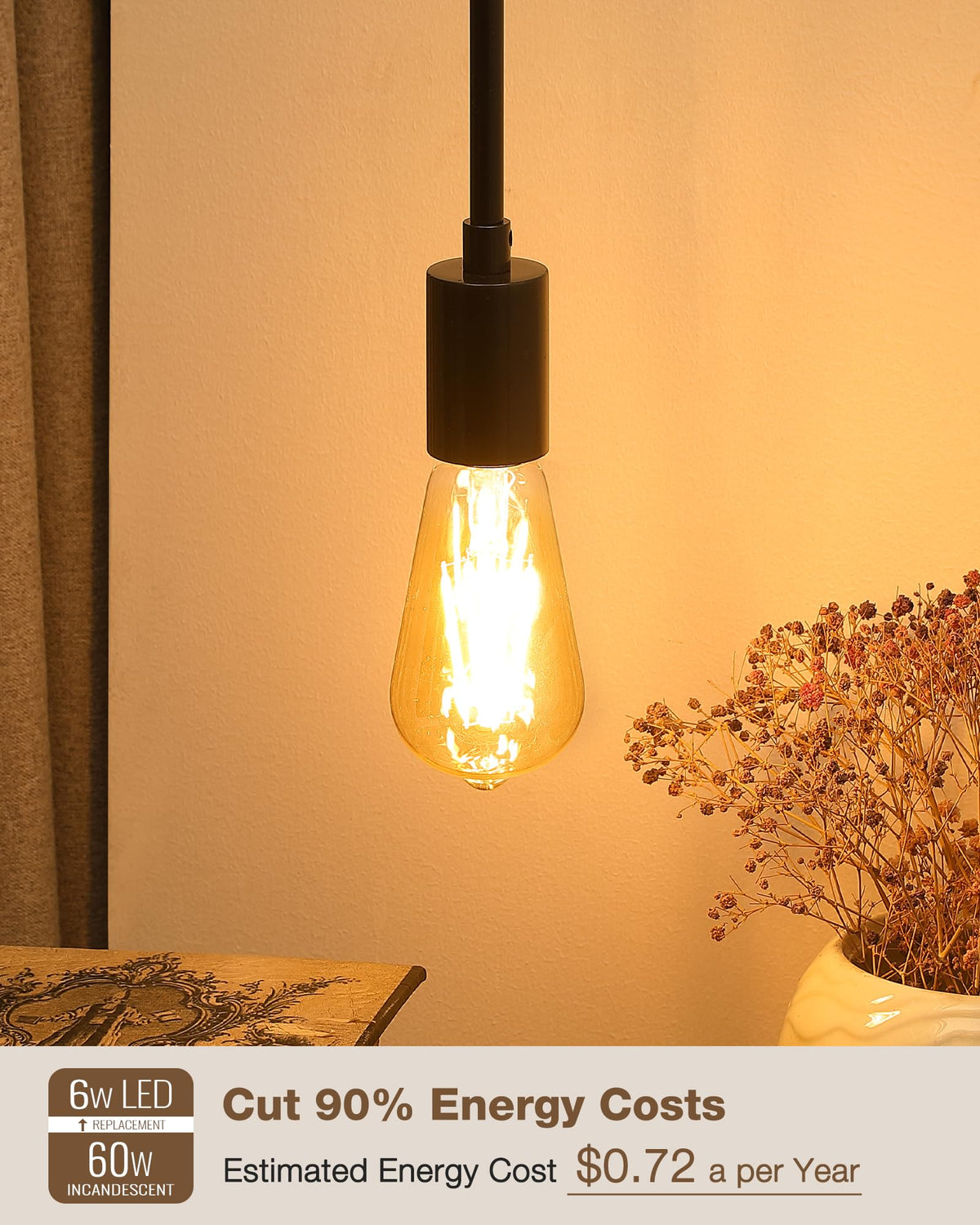 Lafoy Antique teardrop bulb enhances retro decor
