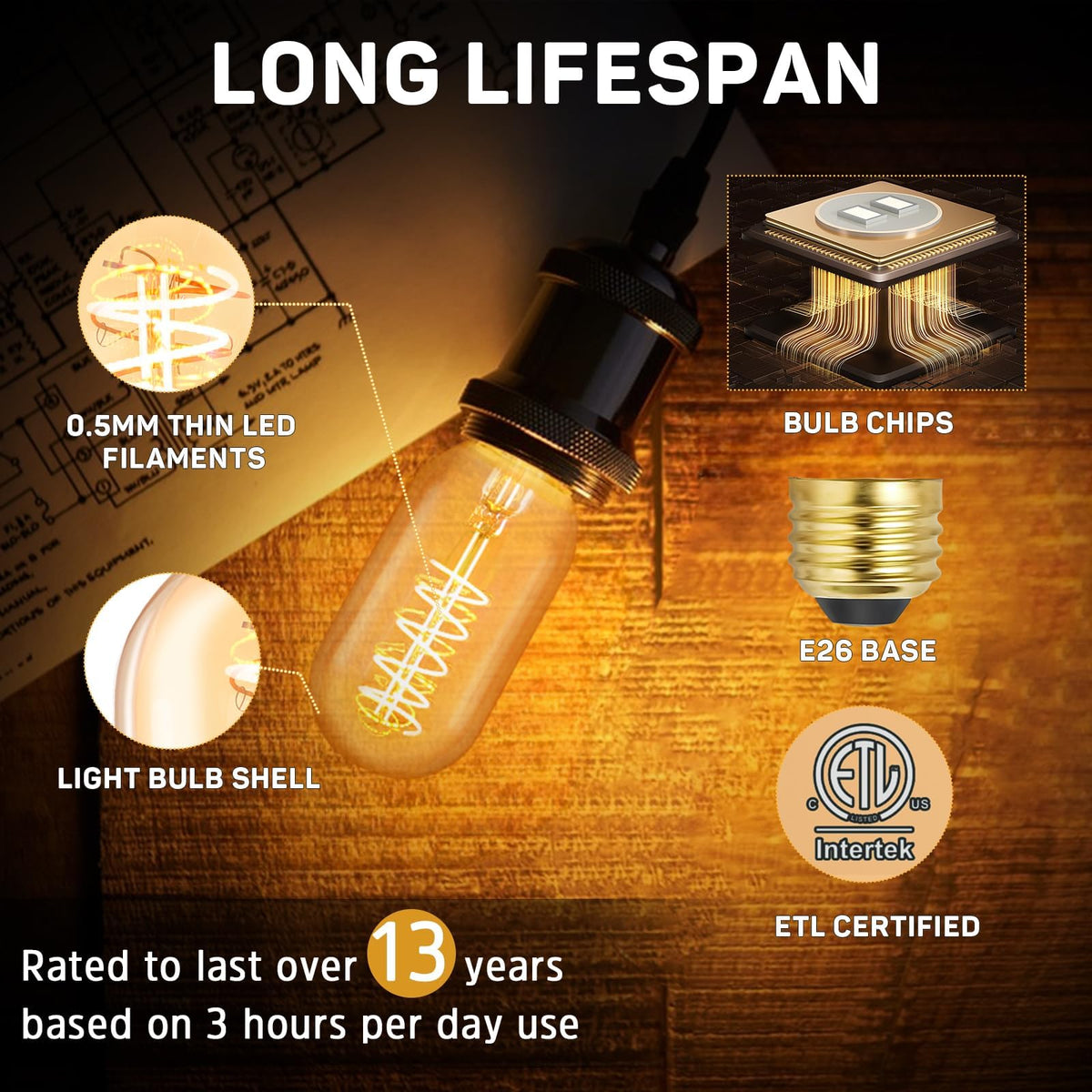 Lafoy dimmable Edison LED Bulb for versatile living spaces lighting