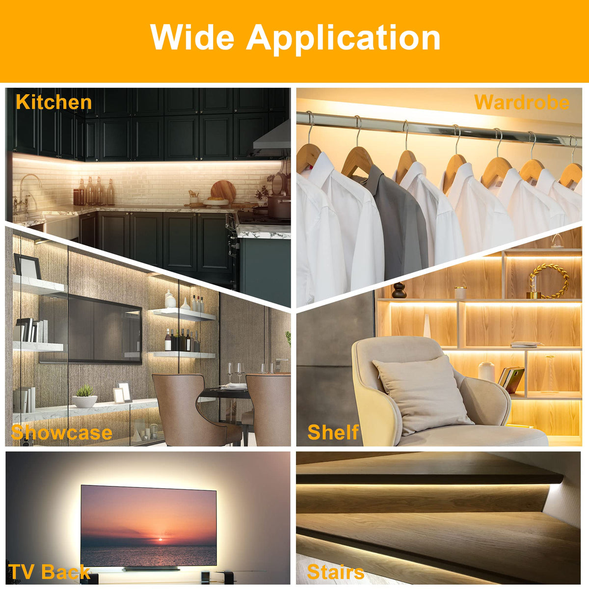 LAFULIT 2700K warm white strip creates cozy kitchen ambiance