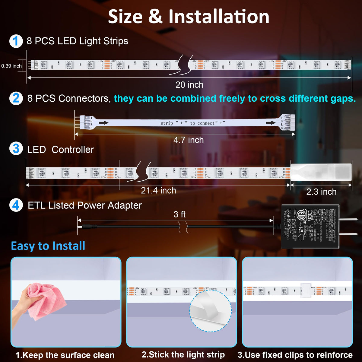 LAFULIT easy installation with strong adhesive back for fast setup