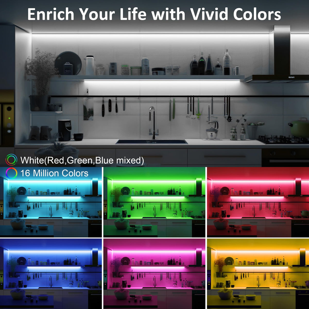 LAFULIT RGB under-cabinet lights with music sync for mood lighting