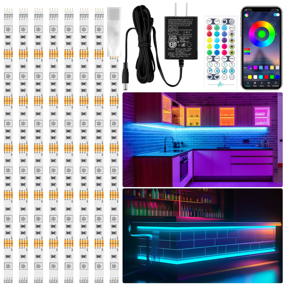LAFULIT RGB under cabinet lights kit package with versatile color options for kitchens