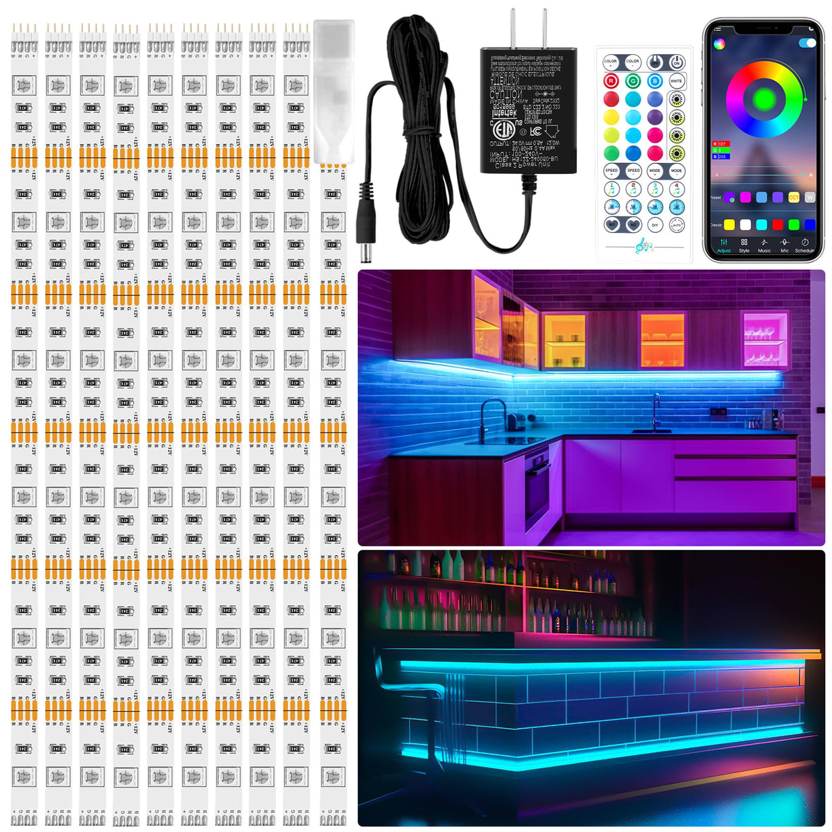 LAFULIT RGB under-cabinet lights kit brightening a kitchen cabinet space