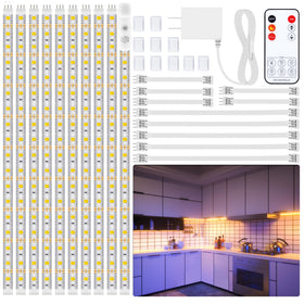 LAFULIT under-cabinet lights kit installed under a cabinet for bright task lighting.