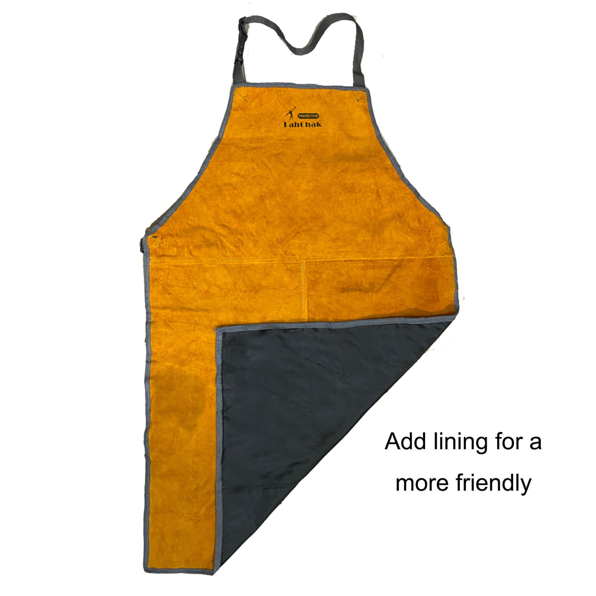 LahChak Leather Work Shop Apron dimensions 39in by 26in for most users.