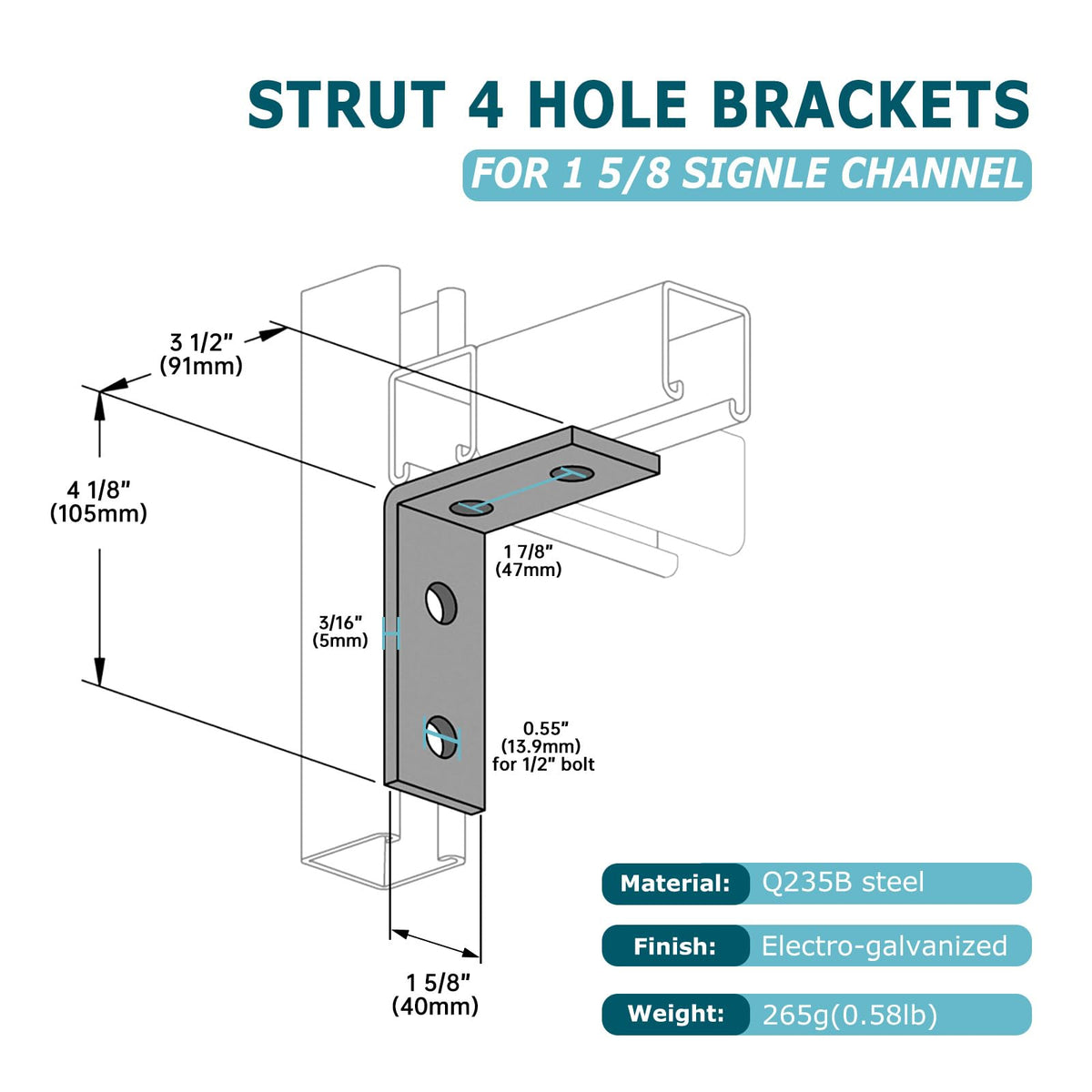 LAICCUM heavy-duty galvanized bracket shown for durable industrial use.
