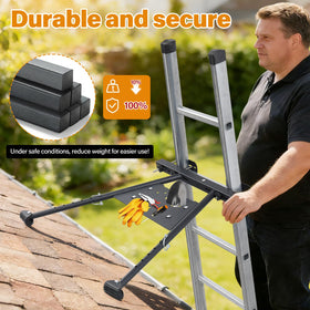 LAIDER HEROS non-slip feet securely grip roof edges for safer gutter work.