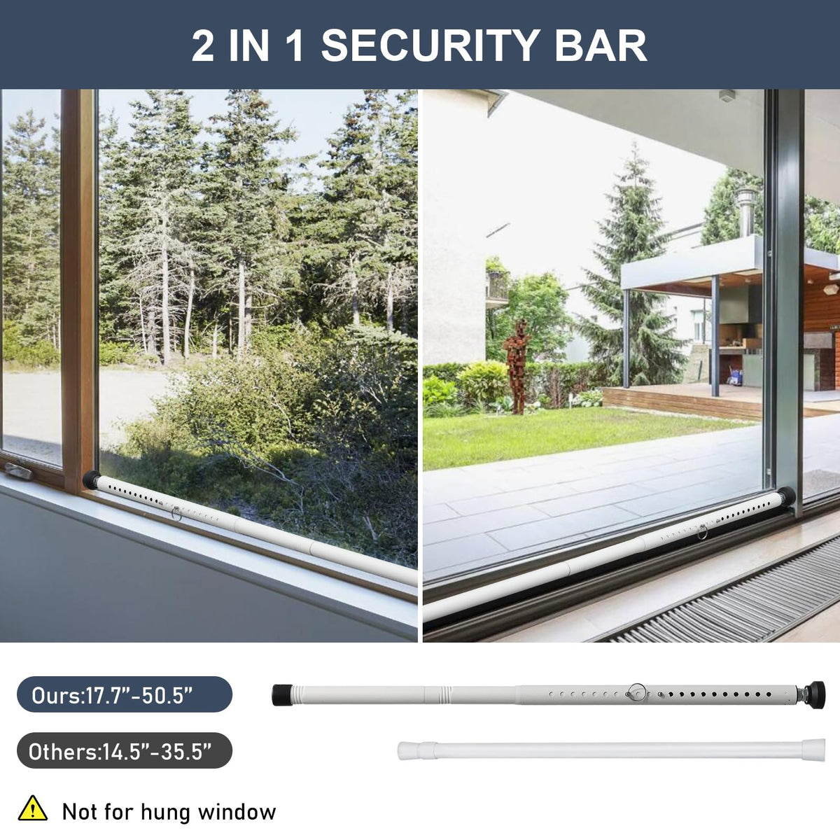 LAIDER HEROS bar installed in a sliding door frame for secure entry control.
