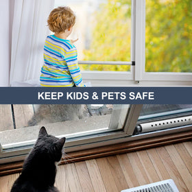 LAIDER HEROS sliding door security bar used as a pet door barrier for pets.