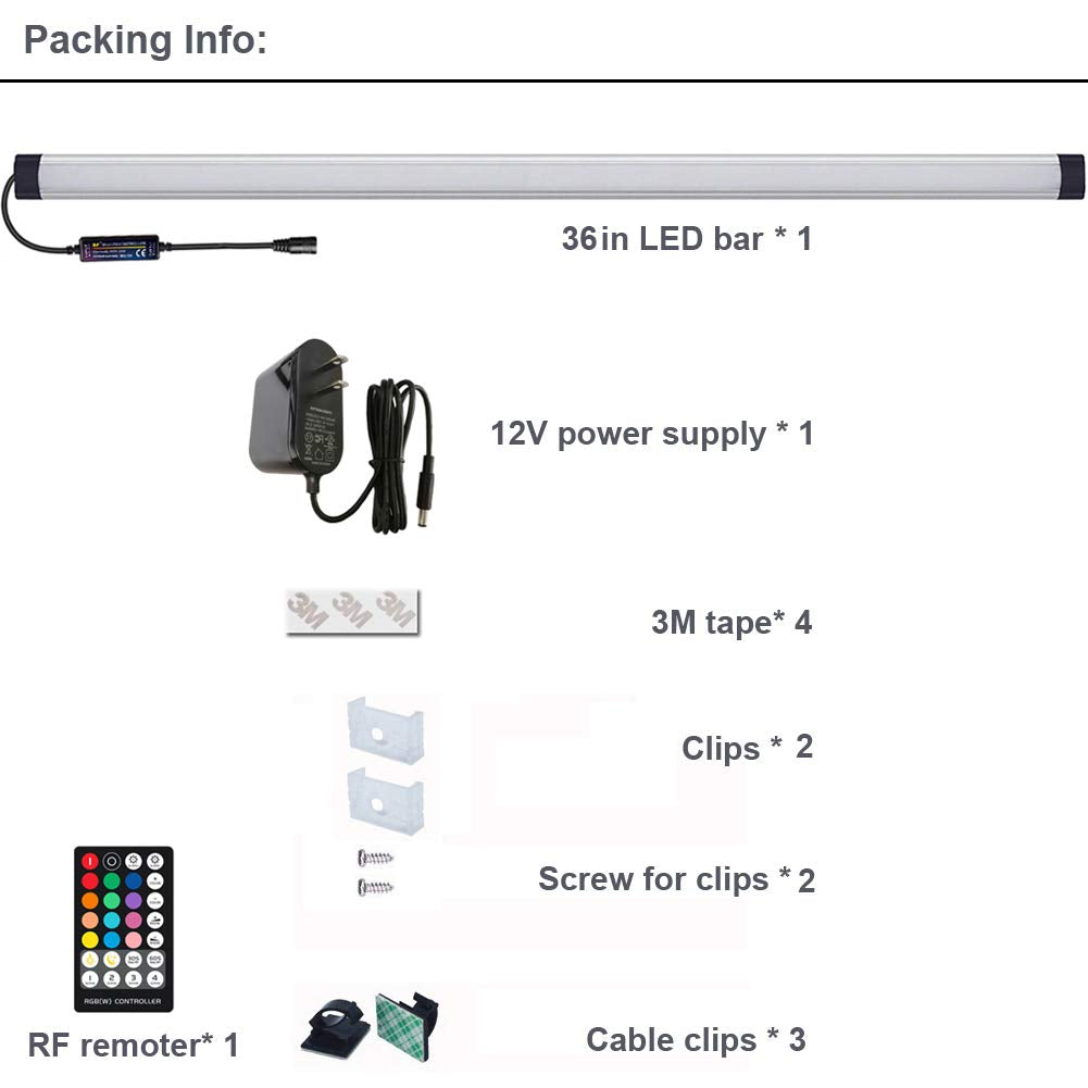 LAIFUNI easy-installation LED bar with mounting clips and tape