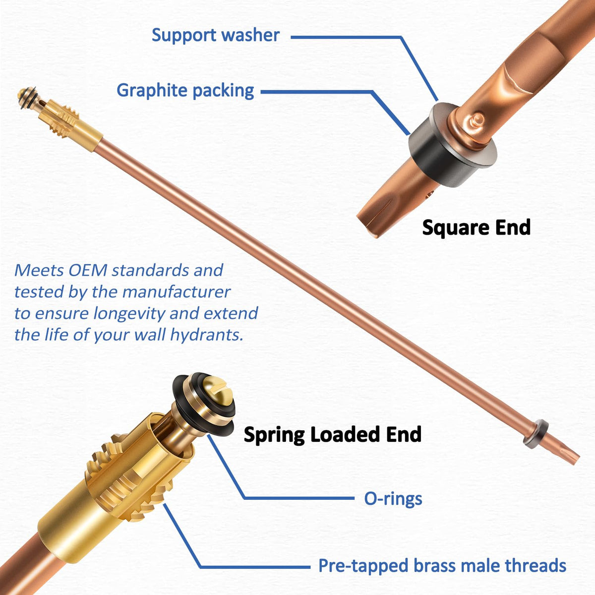 LAIKOU 123-0095 stem assembly easy installation with pre-tapped brass threads