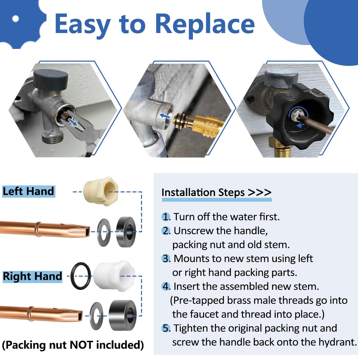 LAIKOU 123-0095 stem assembly square-end washer supports secure mounting