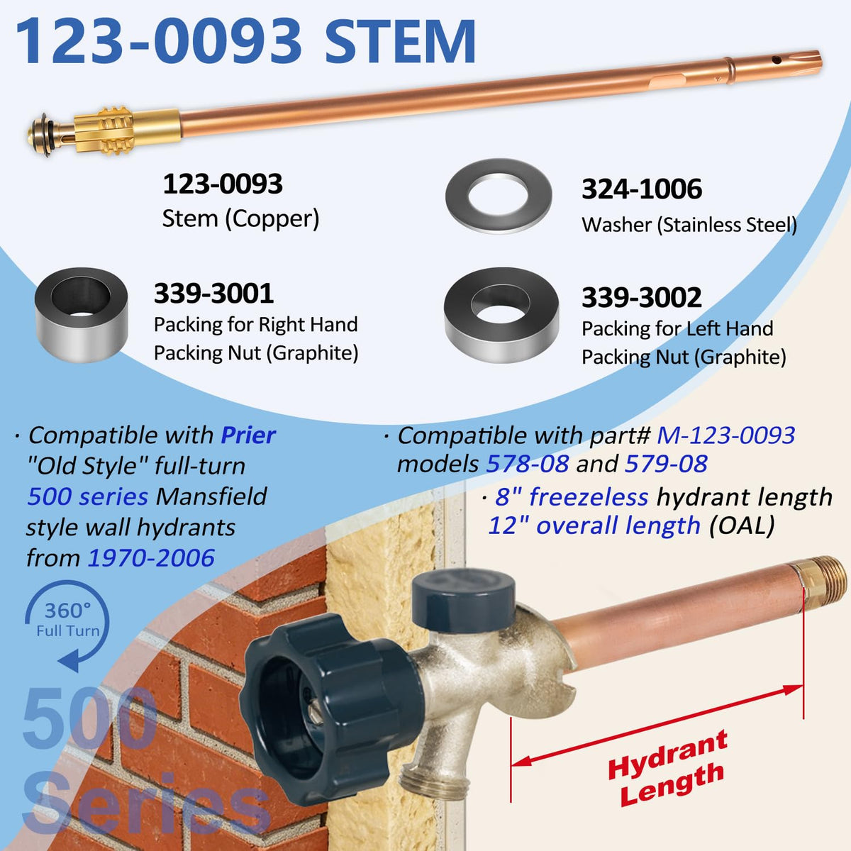LAIKOU stem assembly right-hand graphite packing ensures smooth operation.
