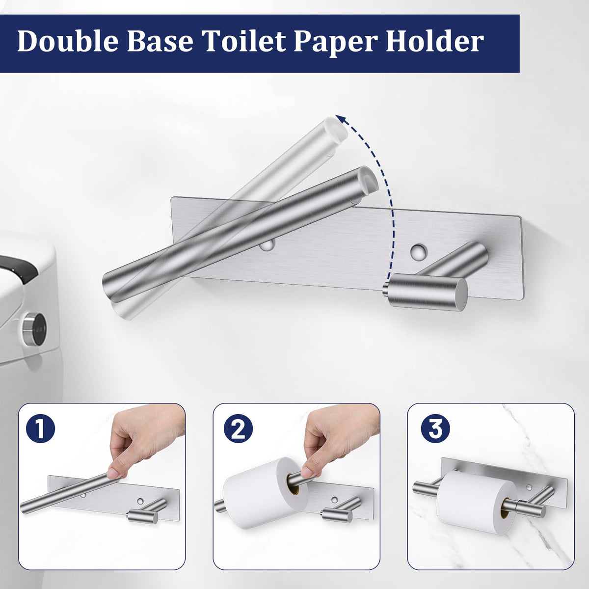 Lairuier adhesive installation option keeps surfaces intact without drilling.