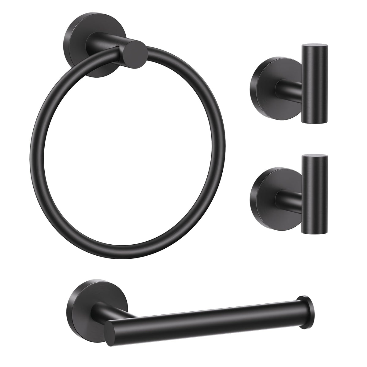 Lairuier bathroom hardware set in matte black for a cohesive modern look.